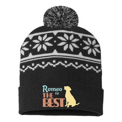 Romeo Dog Name Romeo Puppy Gift USA-Made Snowflake Beanie