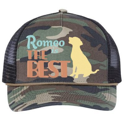 Romeo Dog Name Romeo Puppy Gift Retro Rope Trucker Hat Cap