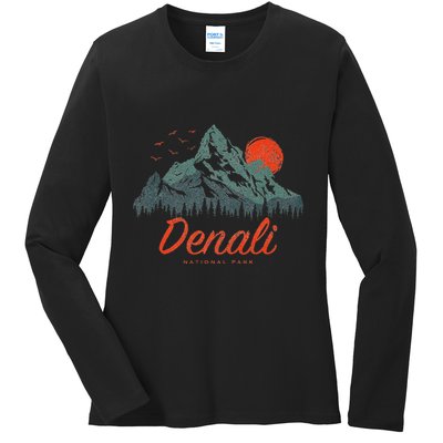 Retro Denali National Park Us Vintage Denali Ladies Long Sleeve Shirt