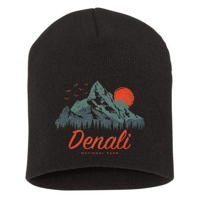 Retro Denali National Park Us Vintage Denali Short Acrylic Beanie