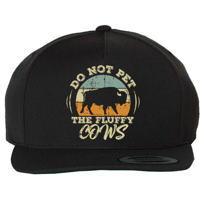 Retro Do Not Pet The Fluffy Cows Vintage Bison Buffalo Wool Snapback Cap