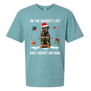 Rottweiler Dog Naughty List And I Regret Nothing Xmas Great Gift Sueded Cloud Jersey T-Shirt