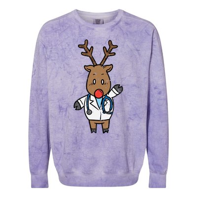 Reindeer Doctor Nurse Stethoscope Medical Christmas Gift Colorblast Crewneck Sweatshirt