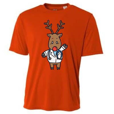 Reindeer Doctor Nurse Stethoscope Medical Christmas Gift Cooling Performance Crew T-Shirt