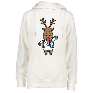 Reindeer Doctor Nurse Stethoscope Medical Christmas Gift Womens Funnel Neck Pullover Hood