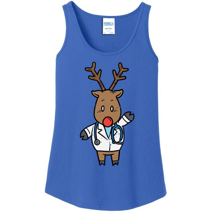 Reindeer Doctor Nurse Stethoscope Medical Christmas Gift Ladies Essential Tank