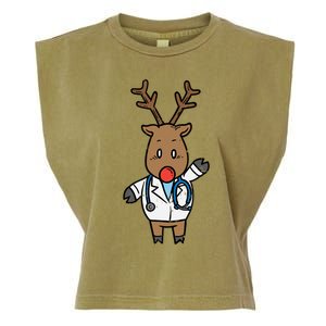 Reindeer Doctor Nurse Stethoscope Medical Christmas Gift Garment-Dyed Women's Muscle Tee