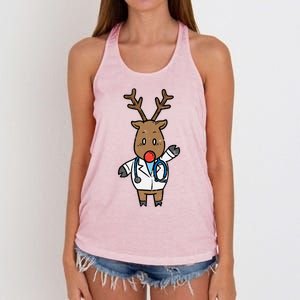 Reindeer Doctor Nurse Stethoscope Medical Christmas Gift Women's Knotted Racerback Tank