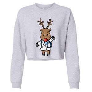 Reindeer Doctor Nurse Stethoscope Medical Christmas Gift Cropped Pullover Crew