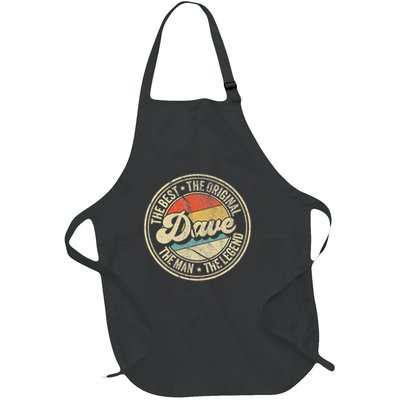 Retro Dave Name Saying For Men Funny Dave Full-Length Apron With Pockets
