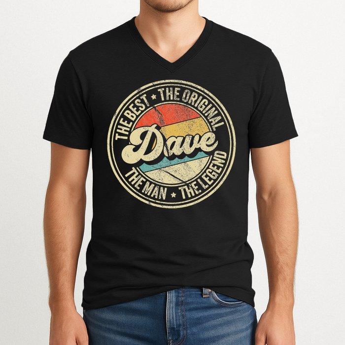 Retro Dave Name Saying For Men Funny Dave V-Neck T-Shirt