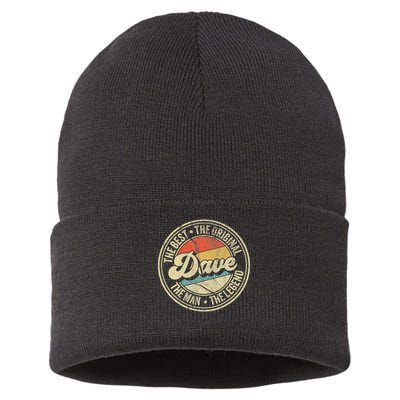Retro Dave Name Saying For Men Funny Dave Sustainable Knit Beanie