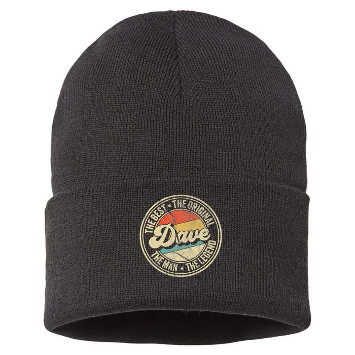 Retro Dave Name Saying For Men Funny Dave Sustainable Knit Beanie
