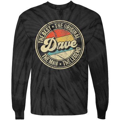Retro Dave Name Saying For Men Funny Dave Tie-Dye Long Sleeve Shirt