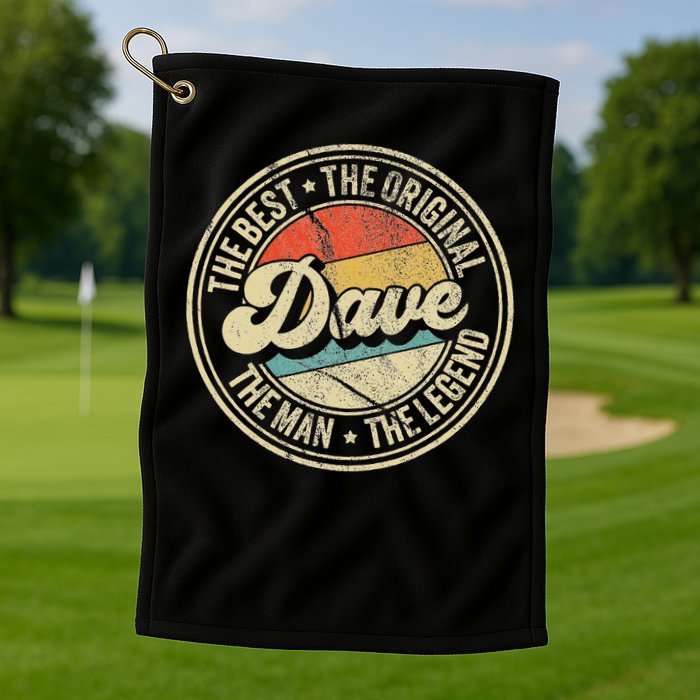 Retro Dave Name Saying For Men Funny Dave Golf Towel