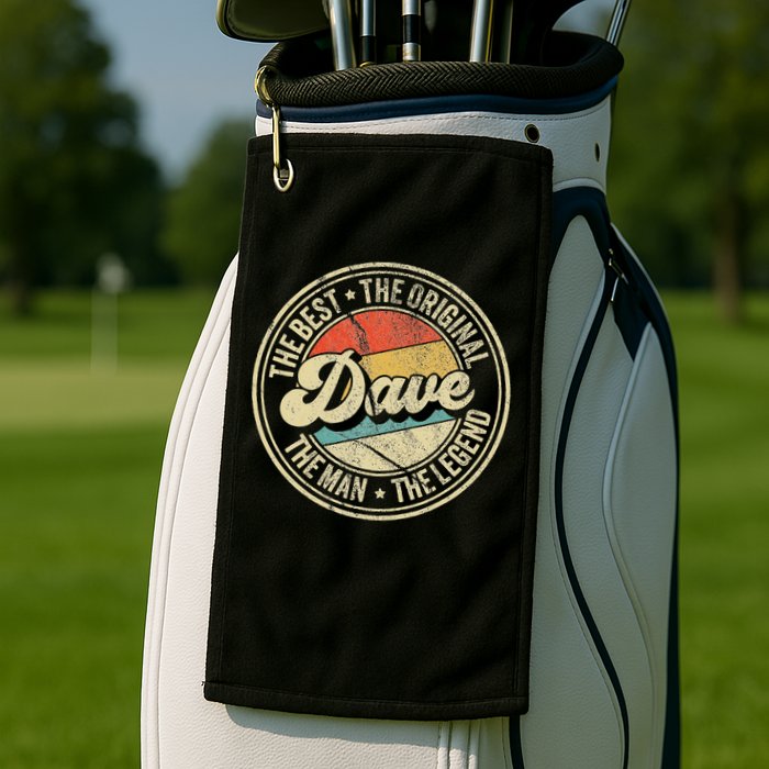 Retro Dave Name Saying For Men Funny Dave Golf Towel