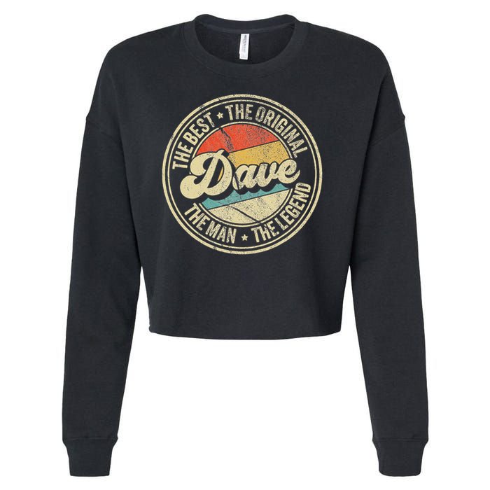 Retro Dave Name Saying For Men Funny Dave Cropped Pullover Crew