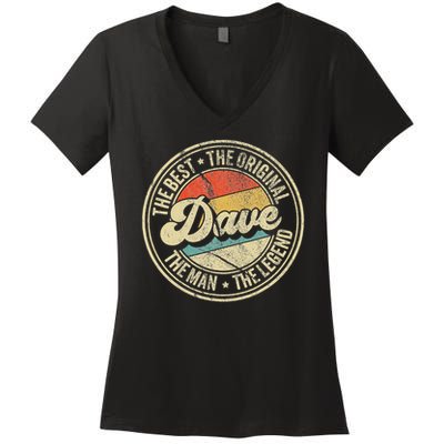 Retro Dave Name Saying For Men Funny Dave Women's V-Neck T-Shirt