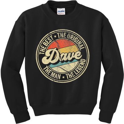 Retro Dave Name Saying For Men Funny Dave Kids Sweatshirt