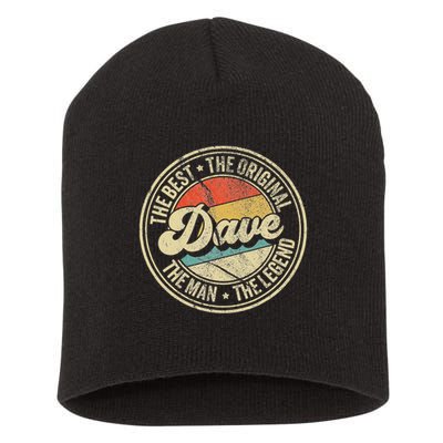 Retro Dave Name Saying For Men Funny Dave Short Acrylic Beanie