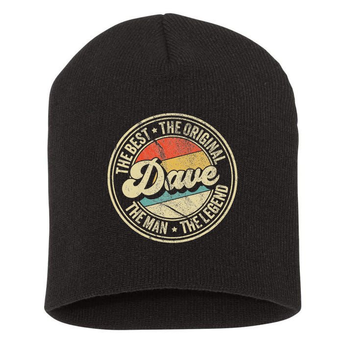 Retro Dave Name Saying For Men Funny Dave Short Acrylic Beanie