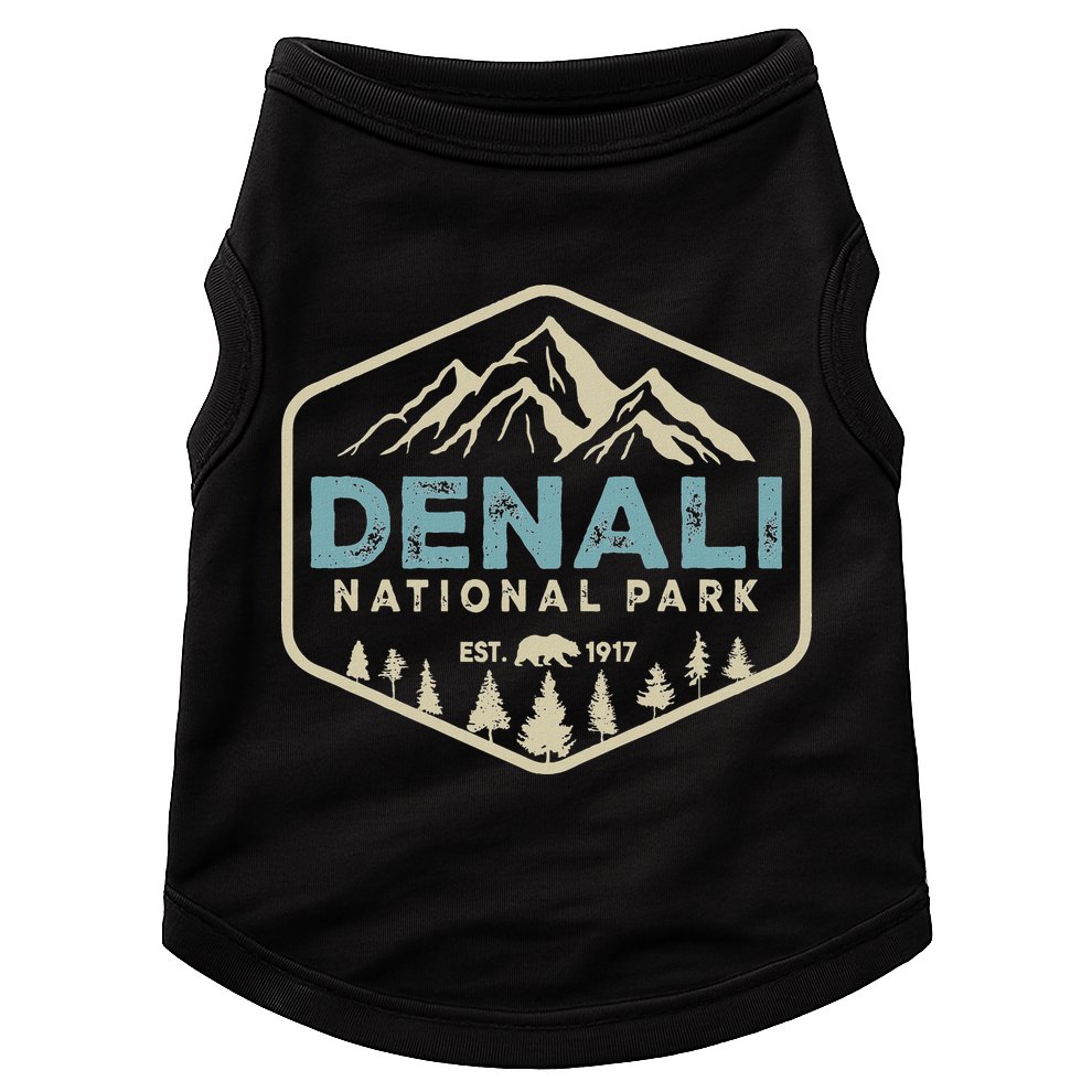 Retro Denali National Park Mountains Nature Vintage Hiking Doggie Tank