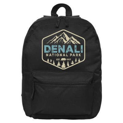 Retro Denali National Park Mountains Nature Vintage Hiking 16 in Basic Backpack