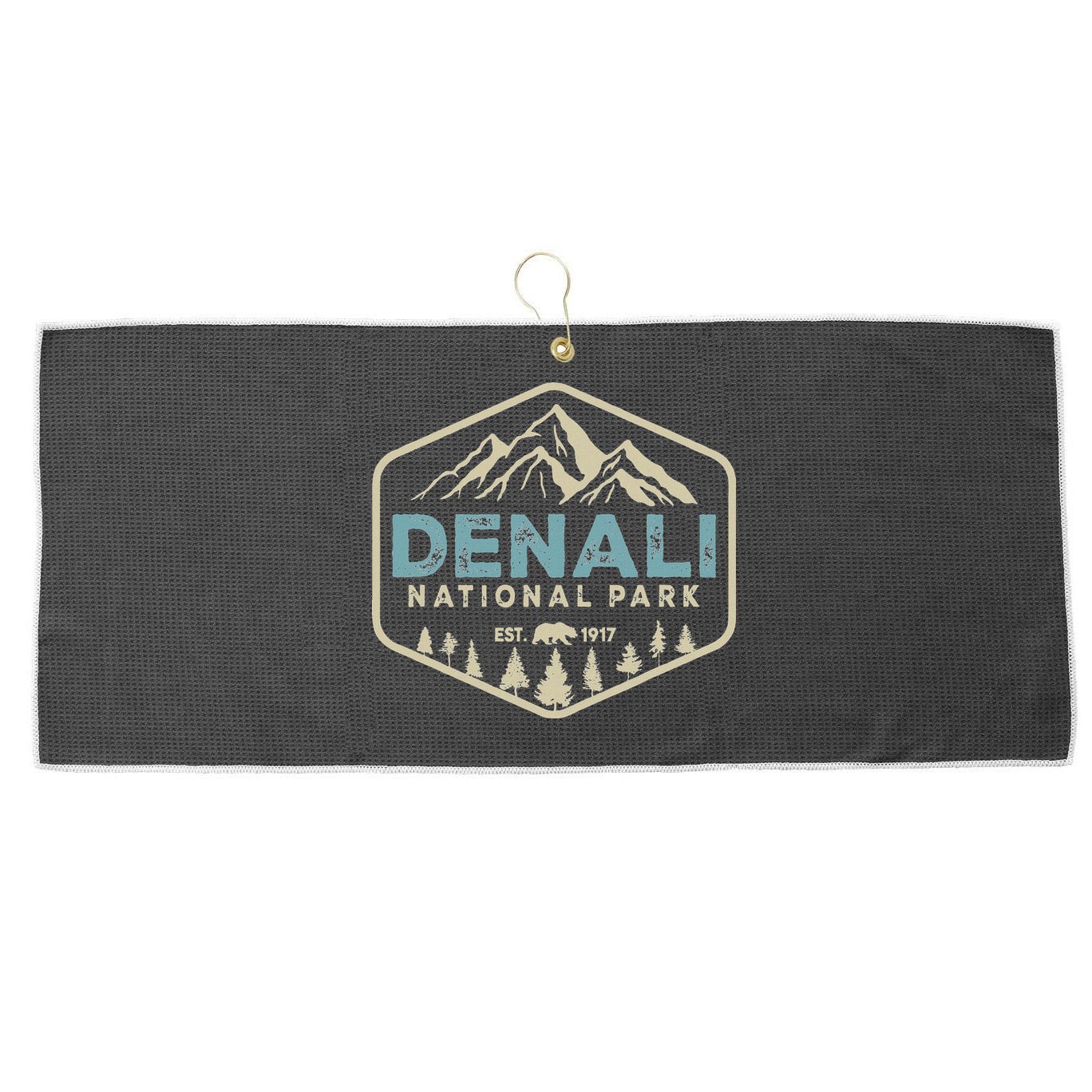 Retro Denali National Park Mountains Nature Vintage Hiking Large Microfiber Waffle Golf Towel