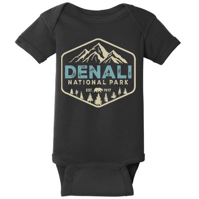 Retro Denali National Park Mountains Nature Vintage Hiking Baby Bodysuit