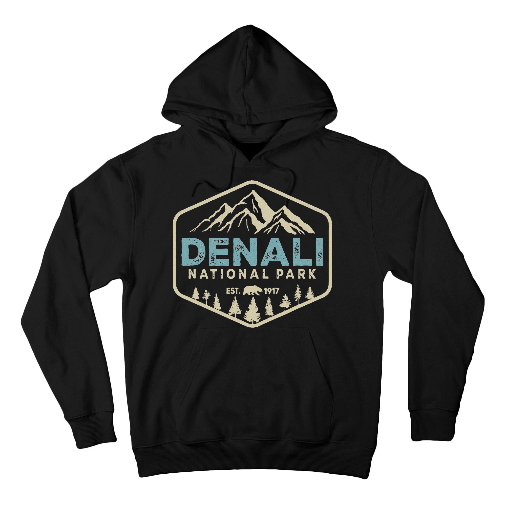 Retro Denali National Park Mountains Nature Vintage Hiking Tall Hoodie
