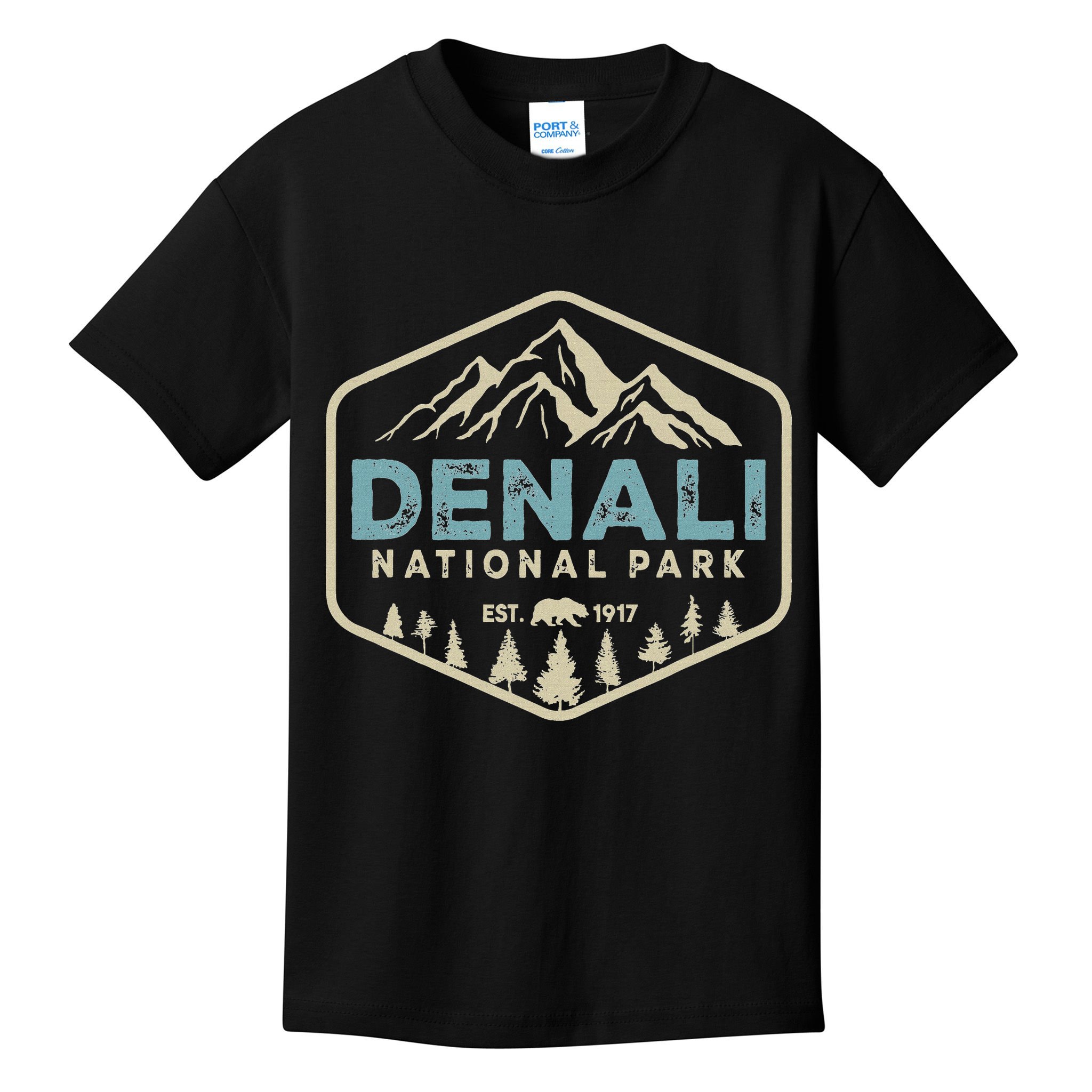 Retro Denali National Park Mountains Nature Vintage Hiking Kids T-Shirt