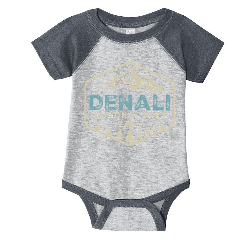 Retro Denali National Park Mountains Nature Vintage Hiking Infant Baby Jersey Bodysuit