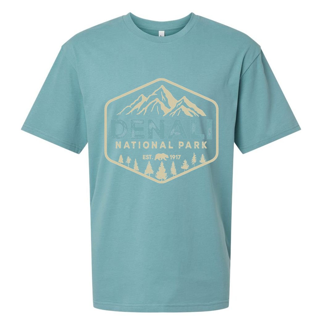 Retro Denali National Park Mountains Nature Vintage Hiking Sueded Cloud Jersey T-Shirt