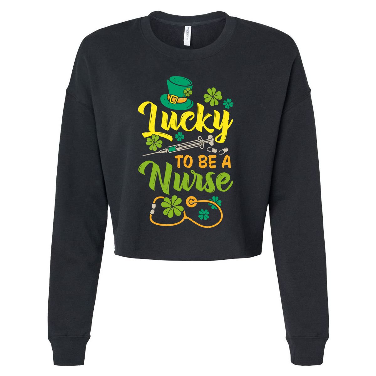 Rn Doctor Nurse Lucky Leaf Ireland Irish St Patrick Nurse Gift Cropped Pullover Crew