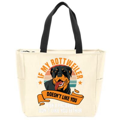 Rottweiler Dog Owner Breeders Fur Parent Pet Lover Zip Tote Bag