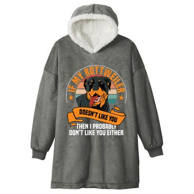 Rottweiler Dog Owner Breeders Fur Parent Pet Lover Hooded Wearable Blanket