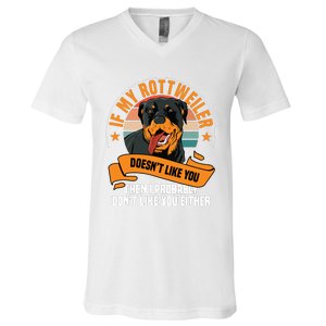 Rottweiler Dog Owner Breeders Fur Parent Pet Lover V-Neck T-Shirt