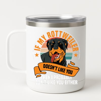 Rottweiler Dog Owner Breeders Fur Parent Pet Lover 12 oz Stainless Steel Tumbler Cup