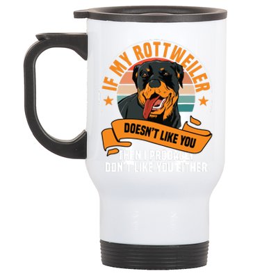 Rottweiler Dog Owner Breeders Fur Parent Pet Lover Stainless Steel Travel Mug