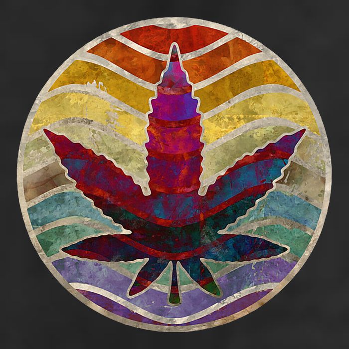Retro Design Of Marijuana Leaf. Cannabis Weed. 7 Panel Mesh Trucker Snapback Hat