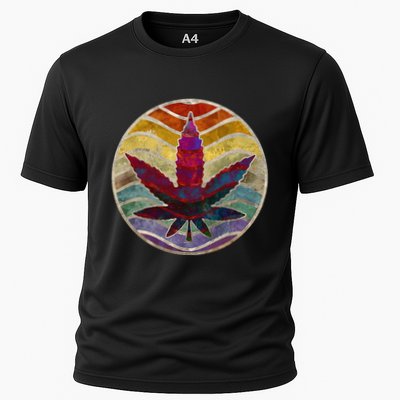 Retro Design Of Marijuana Leaf. Cannabis Weed. Performance Shirt
