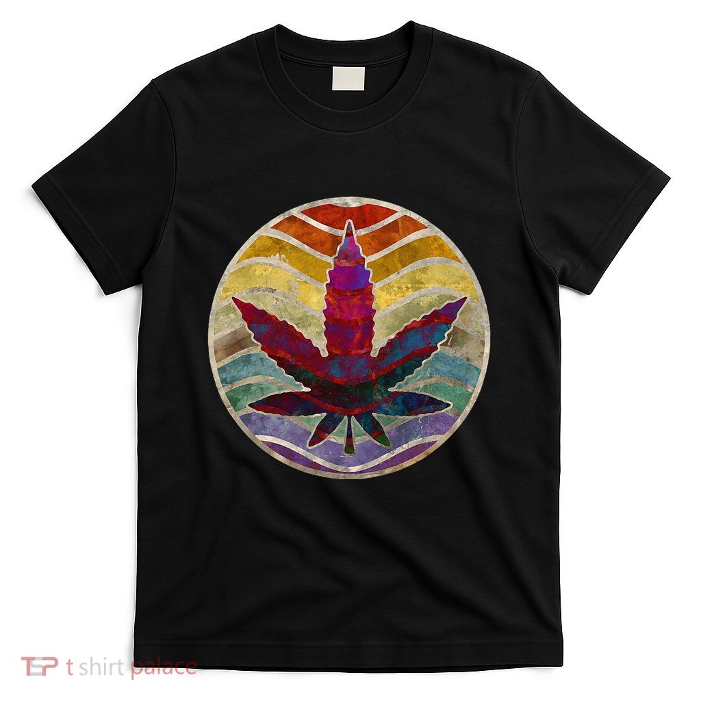 Retro Design Of Marijuana Leaf. Cannabis Weed. T-Shirt