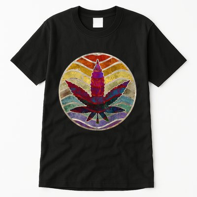 Retro Design Of Marijuana Leaf. Cannabis Weed. Tall T-Shirt