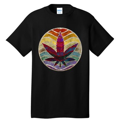 Retro Design Of Marijuana Leaf. Cannabis Weed. Tall T-Shirt