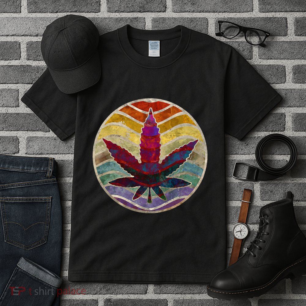 Retro Design Of Marijuana Leaf. Cannabis Weed. Tall T-Shirt