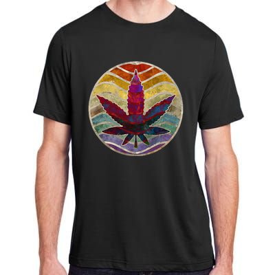 Retro Design Of Marijuana Leaf. Cannabis Weed. Adult ChromaSoft Performance T-Shirt