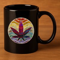 Retro Design Of Marijuana Leaf. Cannabis Weed. 11oz C Handle Ceramic Mug