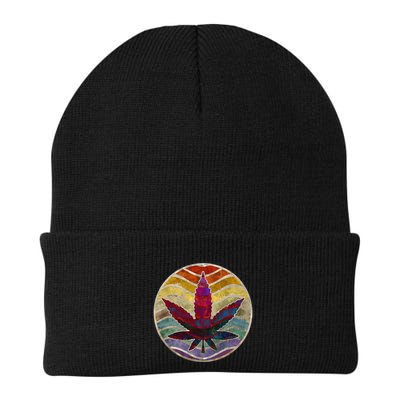 Retro Design Of Marijuana Leaf. Cannabis Weed. Beanie