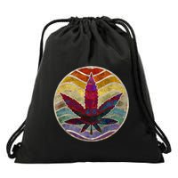 Retro Design Of Marijuana Leaf. Cannabis Weed. Drawstring Bag