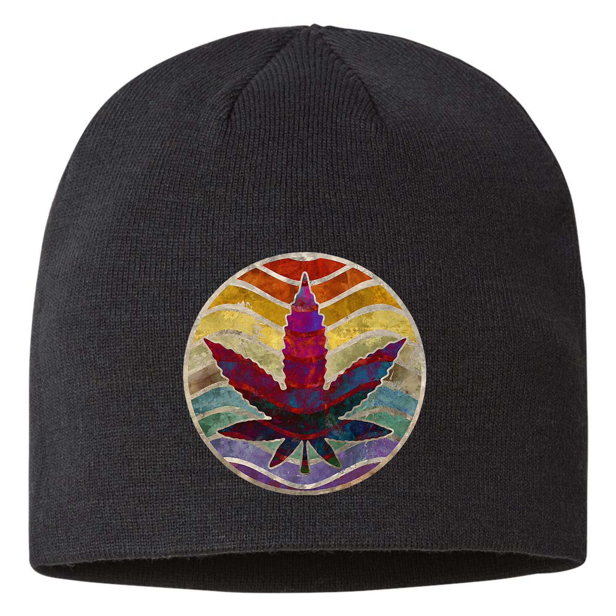 Retro Design Of Marijuana Leaf. Cannabis Weed. Sustainable Beanie